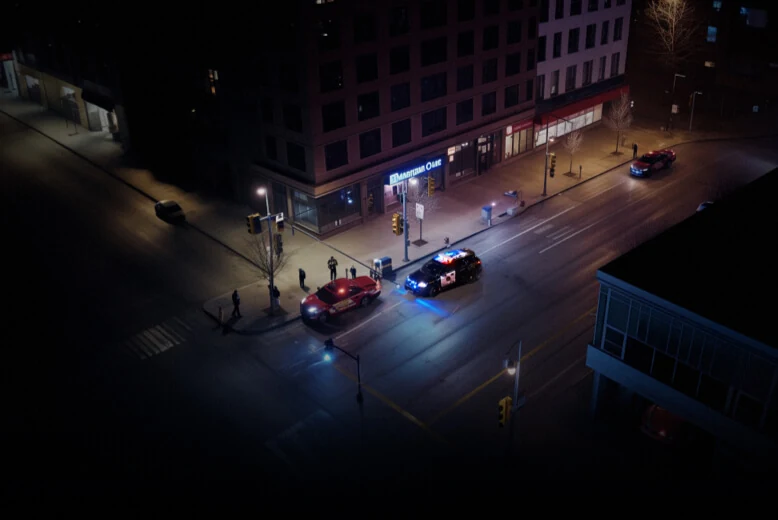 Imagine aeriană DJI pentru intervenție și public safety pe timp de noapte