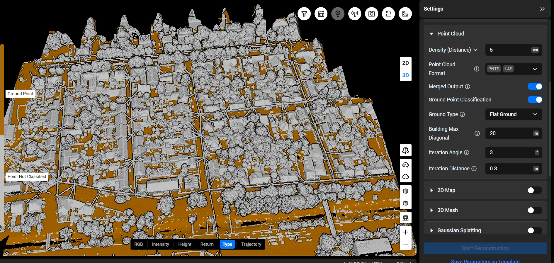 Clasificarea ground points într-un nor de puncte LiDAR